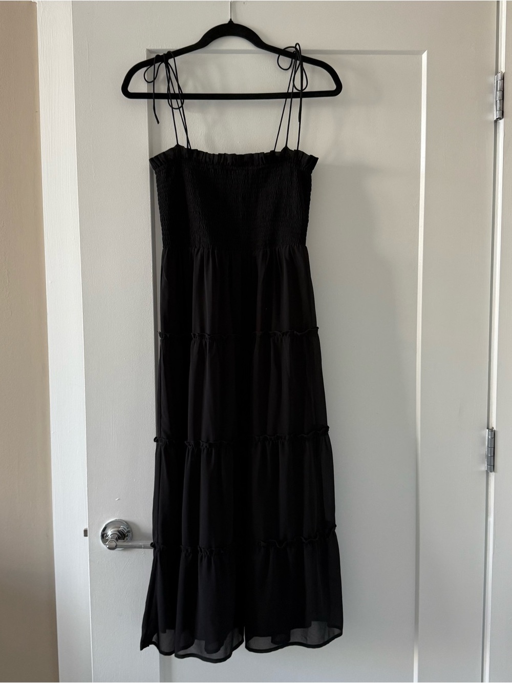 Chiffon Maxi Dress with Tie Straps